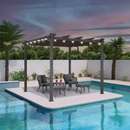 PURPLE LEAF Pergola Metall Garten Pavillon  Wasserdicht Stabil Winterfest Gartenpavillon Mit Sonnenschutz Überdachung mit Lichterkette - transparent