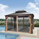 PURPLE LEAF Alu Pavillon Wasserdicht Stabil Winterfest Gartenpavillon mit Moskitonetz Hardtop Pavillon mit Stahldach, Bronze