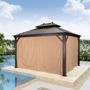 PURPLE LEAF Alu Pavillon Wasserdicht Stabil Winterfest Gartenpavillon mit Moskitonetz Hardtop Pavillon mit Stahldach, Bronze