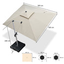 PURPLE LEAF klassisches Sonnenschirm Set – Ampelschirm mit Ständer und integrierter LED-Beleuchtung, 360° drehbar, mit Kurbel