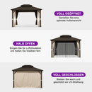 Purple Leaf Bronzer Hardtop-Gartenpavillon für Terrasse mit verzinktem Stahl-Doppeldach, Netz und Vorhängen