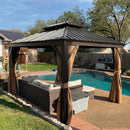 PURPLE LEAF Alu Pavillon Wasserdicht Stabil Winterfest Gartenpavillon mit Moskitonetz Hardtop Pavillon mit Stahldach, Bronze