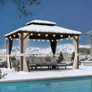 Purple Leaf Bronzer Hardtop-Gartenpavillon mit, verzinktem Stahl-Doppeldach, Netz und Vorhängen, klaren Lichterketten