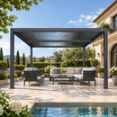 PURPLE LEAF Lamellen Pergola Outdoor Aluminium Pergola Terrassenüberdachung Freistehend Pergola mit Lamellendach Einstellbar Hardtop Pavillon Geeignet für Garten Anthrazit