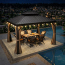 PURPLE LEAF Outdoor-Hardtop-Pavillon für den Garten, bronzefarbenes Doppel-Dach, Aluminiumrahmen, mit Lichterkette - klar