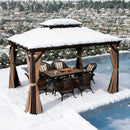 PURPLE LEAF Outdoor-Hardtop-Pavillon für den Garten, bronzefarbenes Doppel-Dach, Aluminiumrahmen, mit Lichterkette - klar