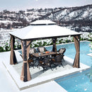 PURPLE LEAF Alu Pavillon Wasserdicht Stabil Winterfest Gartenpavillon mit Moskitonetz Hardtop Pavillon mit Stahldach, Bronze