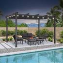 PURPLE LEAF Pergola Metall Garten Pavillon  Wasserdicht Stabil Winterfest Gartenpavillon Mit Sonnenschutz Überdachung mit Lichterkette - transparent