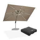 PURPLE LEAF Rechteckiger Sonnenschirm mit LED-Solarbeleuchtung und Schirmständer