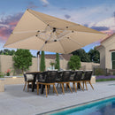 PURPLE LEAF klassisches Sonnenschirm Set – Ampelschirm mit Ständer und integrierter LED-Beleuchtung, 360° drehbar, mit Kurbel