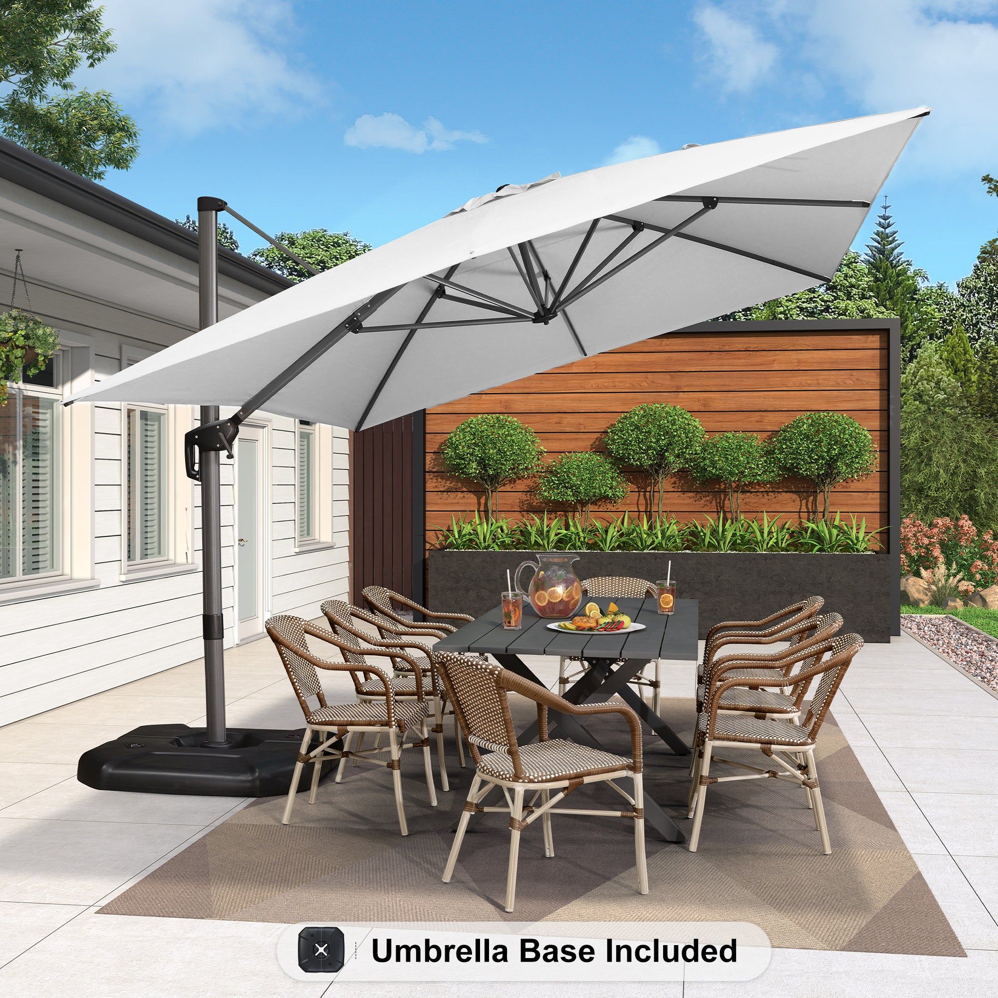 PURPLE LEAF Sonnenschirm Groß Ampelschirm mit Kurbel 360-Grad Drehbar mit Fußpedal für Terrasse, Balkon Sonnenschutz