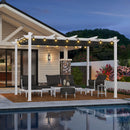 PURPLE LEAF Outdoor Retractable Pergola mit Doppelsonnenschutz-Überdachung Weiß Heavy-Duty Aluminium-Pergola Patio Moderne Pergola für Garten Deck Hinterhof-transparent