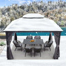 PURPLE LEAF Grau Alu Pavillon Wasserdicht Stabil Winterfest Wetterfest Gartenpavillon mit 4 Doppel Seitenteile Hardtop Pavillon mit Stahldach