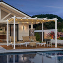 PURPLE LEAF Outdoor Retractable Pergola mit Doppelsonnenschutz-Überdachung Weiß Heavy-Duty Aluminium-Pergola Patio Moderne Pergola für Garten Deck Hinterhof-transparent