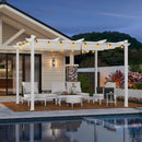 PURPLE LEAF Outdoor Retractable Pergola mit Doppelsonnenschutz-Überdachung Weiß Heavy-Duty Aluminium-Pergola Patio Moderne Pergola für Garten Deck Hinterhof-transparent