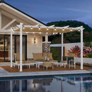 PURPLE LEAF Outdoor Retractable Pergola mit Doppelsonnenschutz-Überdachung Weiß Heavy-Duty Aluminium-Pergola Patio Moderne Pergola für Garten Deck Hinterhof milchweiße Lichterkette
