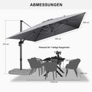 PURPLE LEAF Sonnenschirm Groß Ampelschirm mit Kurbel 360-Grad Drehbar mit Schirmständer