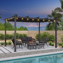 PURPLE LEAF Pergola Metall Garten Pavillon Aluminium Pergola Wasserdicht Stabil Winterfest Gartenpavillon Mit Sonnenschutz Überdachung mit Lichterkette - transparent