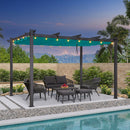 PURPLE LEAF Pergola Metall Garten Pavillon Aluminium Pergola Wasserdicht Stabil Winterfest Gartenpavillon Mit Sonnenschutz Überdachung mit Lichterkette - transparent