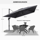 PURPLE LEAF Sonnenschirm Groß Ampelschirm mit Kurbel 360-Grad Drehbar mit Fußpedal für Terrasse, Balkon Sonnenschutz