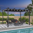 PURPLE LEAF Pergola Metall Garten Pavillon Aluminium Gazebo Wasserdicht Stabil Winterfest Gartenpavillon Mit Sonnenschutz Überdachung -milchweiße Lichterkette