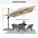 PURPLE LEAF Sonnenschirm Groß Ampelschirm mit Kurbel 360-Grad Drehbar mit Fußpedal für Terrasse, Balkon Sonnenschutz