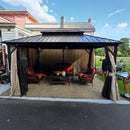 Purple Leaf Bronzer Hardtop-Gartenpavillon mit, verzinktem Stahl-Doppeldach, Netz und Vorhängen, klaren Lichterketten