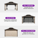 Purple Leaf Bronzer Hardtop-Gartenpavillon für Terrasse mit verzinktem Stahl-Doppeldach, Netz und Vorhängen