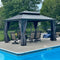 PURPLE LEAF Grau Alu Pavillon Wasserdicht Stabil Winterfest Wetterfest Gartenpavillon mit 4 Doppel Seitenteile Hardtop Pavillon mit Stahldach
