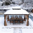 PURPLE LEAF Outdoor-Hardtop-Pavillon für den Garten, bronzefarbenes Doppel-Dach, Aluminiumrahmen, mit Lichterkette - klar