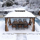 PURPLE LEAF Outdoor-Hardtop-Pavillon für den Garten, bronzefarbenes Doppel-Dach, Aluminiumrahmen, mit Lichterkette - klar