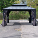 PURPLE LEAF Terrassen-Pavillon in Grau wetterfest mit Hardtop-Dach aus verzinktem Stahl, milchweiße Lichterkette