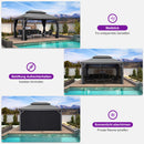 PURPLE LEAF Terrassenpavillon für den Garten | Hardtop mit verzinktem Stahlrahmen und Lichterkette  - transparent | Arktis Grau