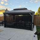 PURPLE LEAF Patio-Pavillon für den Garten Hardtop aus verzinktem Stahl mit verbesserten Vorhängen Arktis Grau