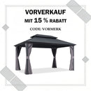 PURPLE LEAF Grauer Hardtop-Pavillon mit strapazierfähigem verzinktem Stahl-Dach in Doppeldach-Ausführung mit Netz und Vorhängen