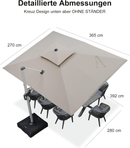 PURPLE LEAF Sonnenschirm Rechteckig Groß Stabil Marktschirm Groß 360°Rotation, Gartenschirm mit Kurbel