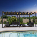 PURPLE LEAF Pergola Metall Garten Pavillon Aluminium Pergola Wasserdicht Stabil Winterfest Gartenpavillon Mit Sonnenschutz Überdachung mit Lichterkette - transparent