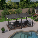 PURPLE LEAF Pergola Metall Garten Pavillon  Wasserdicht Stabil Winterfest Gartenpavillon Mit Sonnenschutz Überdachung mit Lichterkette - transparent