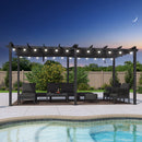 PURPLE LEAF Pergola Metall Garten Pavillon Aluminium Gazebo Wasserdicht Stabil Winterfest Gartenpavillon Mit Sonnenschutz Überdachung -milchweiße Lichterkette