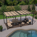 PURPLE LEAF Pergola Metall Garten Pavillon  Wasserdicht Stabil Winterfest Gartenpavillon Mit Sonnenschutz Überdachung mit Lichterkette - transparent