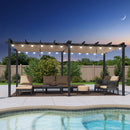 PURPLE LEAF Pergola Metall Garten Pavillon Aluminium Gazebo Wasserdicht Stabil Winterfest Gartenpavillon Mit Sonnenschutz Überdachung -milchweiße Lichterkette