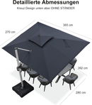 PURPLE LEAF Sonnenschirm Rechteckig Groß Stabil Marktschirm Groß 360°Rotation, Gartenschirm mit Kurbel