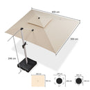 PURPLE LEAF Sonnenschirm Rechteckig Groß Stabil Marktschirm Groß 360°Rotation, Gartenschirm mit Kurbel