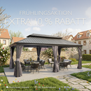 PURPLE LEAF Pergola Aluminium Einziehbare für den Außenbereich mit Sonnenschutzdach Terrasse Unterstand für Pavillon Mit transparenten Lichterketten