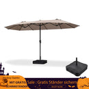 PURPLE LEAF Doppelseitiger, rechteckiger Marktschirm mit Standfuß für Terrasse & Garten