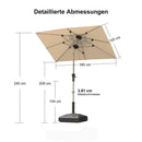 PURPLE LEAF Sonnenschirm Alu Gartenschirm mit Schirmständer, 30° Neigung, Terrassenschirm Tischschirm, Wasserdichter Mittelstockschirm für Garten & Markt