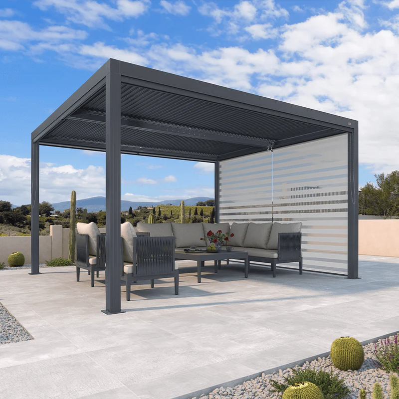 PURPLE LEAF Rollos für Lamellen Pergola Wärmedämmung UV-Schutz Sonnenschutz Waterproof-Gewebe  Sichtschutz pflegeleicht für Terrasse Seitenrollo