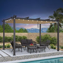 PURPLE LEAF Pergola Metall Garten Pavillon Pergola Wasserdicht Stabil Winterfest, Gartenpavillon Mit Sonnenschutz Überdachung mit Lichterkette