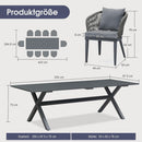 PURPLE LEAF  Gartenmöbel set 7/11-teiliges Outdoor Balkonmöbel  mit Tisch aus Aluminium und geflochtene Stühle, Grau