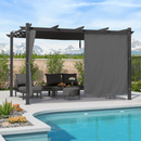 PURPLE LEAF Outdoor-Pergola mit einziehbarem Dach – Aluminium-Pavillon für Strand, Terrasse und Garten mit Vorhängen